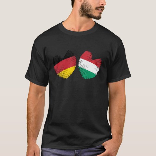 Germany Hungary Heart German Flag Hungarian Flag H T-Shirt (Vorderseite)