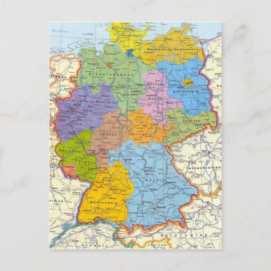 Postkarte Von österreich Nach Deutschland Germany map card 3 postkarte | Zazzle.de