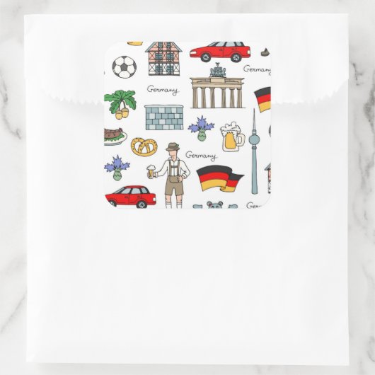 Germany Symbos Pattern | Quadratischer Aufkleber (Tasche)