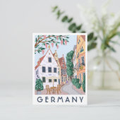Germany Village Illustrated Travel Postcard  Postkarte (Stehend Vorderseite)