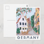 Germany Village Illustrated Travel Postcard  Postkarte (Vorne/Hinten)