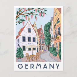 Germany Village Illustrated Travel Postcard Postkarte