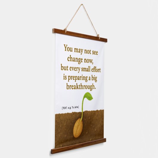 Germinating Seed Motivational Tapestry - ADD TEXT Wandteppich Mit Holzrahmen (Gewinkelt)