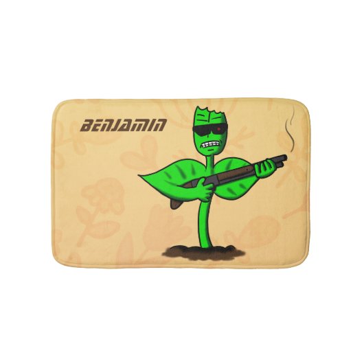 Germinator Cyborg Pflanze lustiger Cartoon Badematte (Vorderseite)