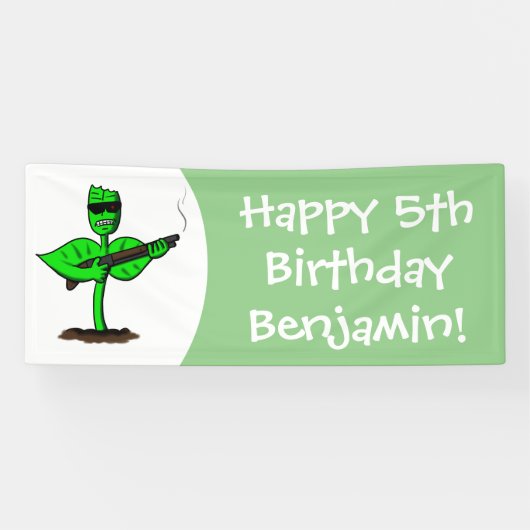 Germinator Cyborg Pflanze lustiger Cartoon Banner (Horizontal)