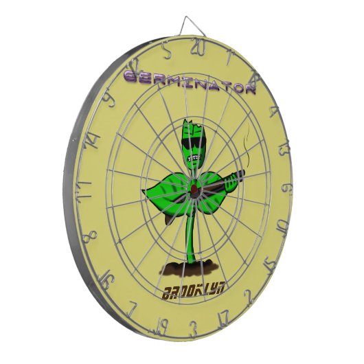 Germinator Cyborg Pflanze lustiger Cartoon Dartscheibe (Vorderseite Links)