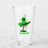 Germinator Cyborg Pflanze lustiger Cartoon Glas (Rückseite)