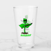 Germinator Cyborg Pflanze lustiger Cartoon Glas (Vorderseite)