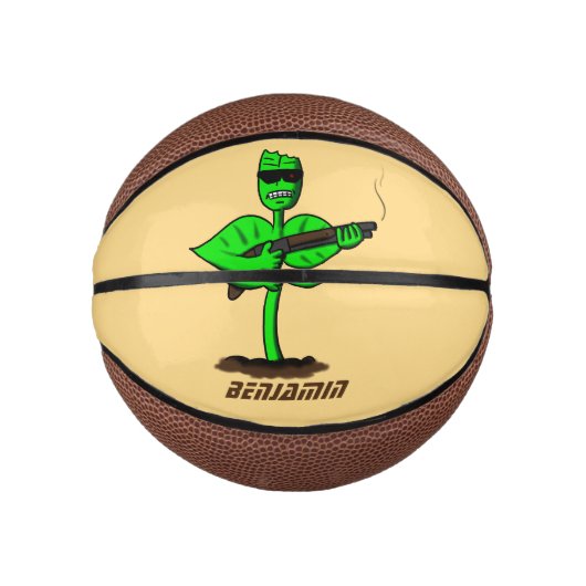 Germinator Cyborg Pflanze lustiger Cartoon Mini Basketball (Vorderseite)