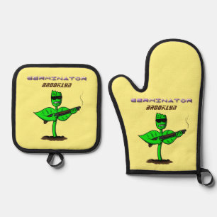 Germinator Cyborg Pflanze lustiger Cartoon Ofenhandschuh & Topflappen-Set