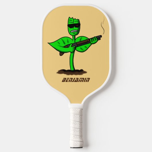Germinator Cyborg Pflanze lustiger Cartoon Pickleball Schläger (Vorderseite)
