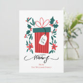 Gerne Weihnachtsgeschenk und Blume Feiertagskarte (Stehend Vorderseite)