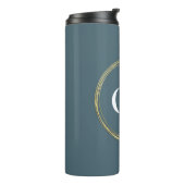 Geröllte Elegance - Schwarz-Monogramm Thermosbecher (Nach links gedreht)