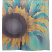 Geröllte Sonnenblume Duschvorhang (Vorderseite)