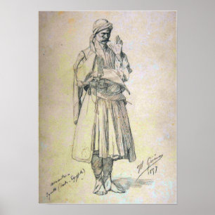 Gérôme - Offizier der Arnautin im Gebet Poster
