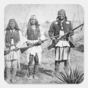 Geronimo and three of his Apache warriors, 1886 Quadratischer Aufkleber