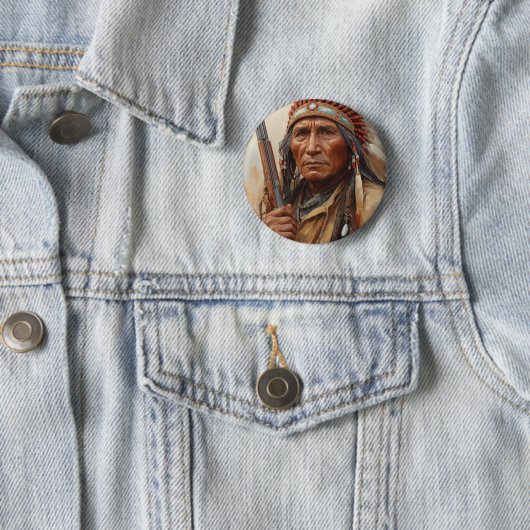 Geronimo Indian Chief Warrior Portrait Button (Beispiel)