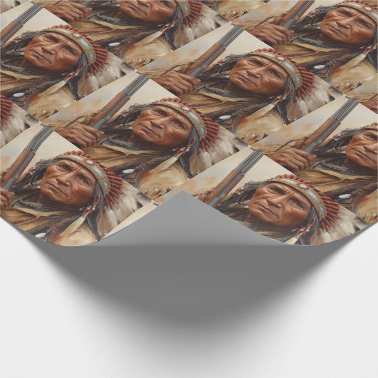 Geronimo Indian Chief Warrior Portrait Geschenkpapier (Ecke)