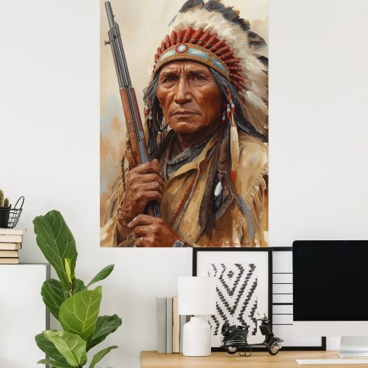 Geronimo Indian Chief Warrior Portrait Poster (Heimbüro)