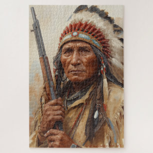 Geronimo Indianerhäuptling Kriegerporträt Puzzle