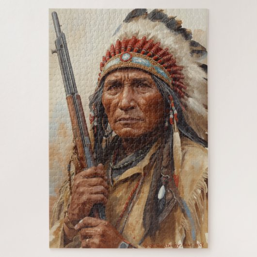 Geronimo Indianerhäuptling Kriegerporträt Puzzle (Vertikal)