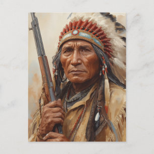 Geronimo Indianischer Häuptling Krieger Portrait Feiertagspostkarte