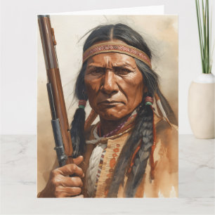 Geronimo Indianischer Häuptling Krieger Portrait Karte