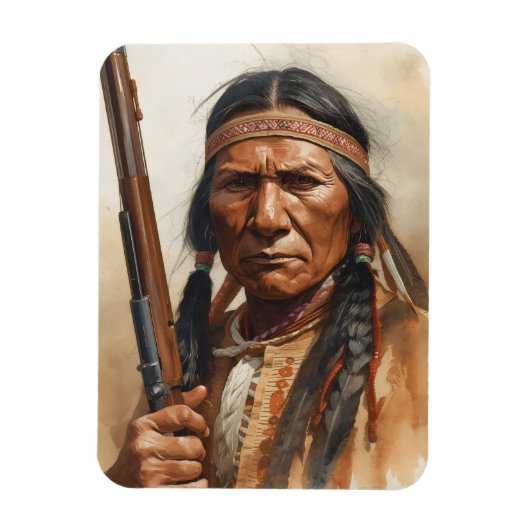 Geronimo Indianischer Häuptling Krieger Portrait Magnet (Vertikal)