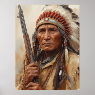 Geronimo Indianischer Häuptling Krieger Portrait Poster