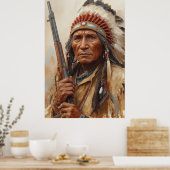 Geronimo Indianischer Häuptling Krieger Portrait Poster (Küche)