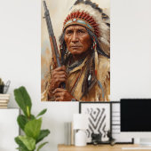 Geronimo Indianischer Häuptling Krieger Portrait Poster (Heimbüro)