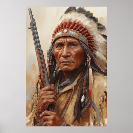 Geronimo Indianischer Häuptling Krieger Portrait Poster (Vorne)