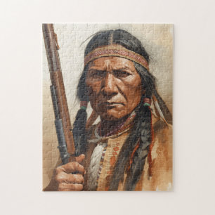 Geronimo Indianischer Häuptling Krieger Portrait Puzzle