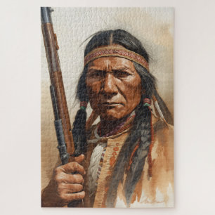 Geronimo Indianischer Häuptling Krieger Portrait Puzzle