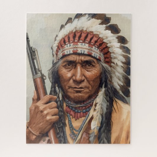 Geronimo Indianischer Häuptling Krieger Portrait Puzzle (Vertikal)