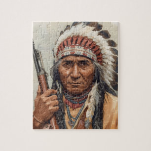 Geronimo Indianischer Häuptling Krieger Portrait Puzzle