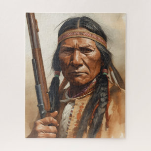 Geronimo Indianischer Häuptling Krieger Portrait Puzzle