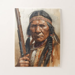 Geronimo Indianischer Häuptling Krieger Portrait Puzzle