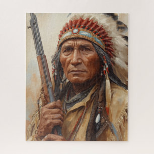 Geronimo Indianischer Häuptling Krieger Portrait Puzzle