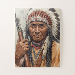 Geronimo Indianischer Häuptling Krieger Portrait Puzzle