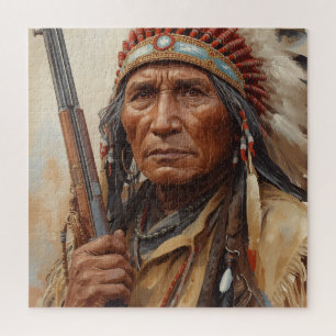 Geronimo Indianischer Häuptling Krieger Portrait Puzzle