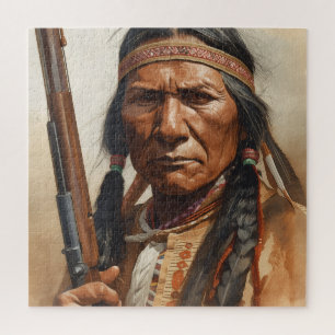 Geronimo Indianischer Häuptling Krieger Portrait Puzzle
