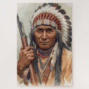 Geronimo Indianischer Häuptling Krieger Portrait Puzzle