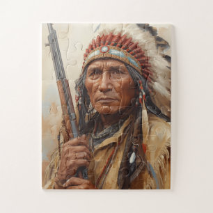 Geronimo Indianischer Häuptling Krieger Portrait Puzzle