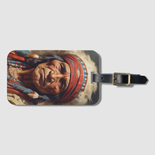 Geronimo Indischer Chefkrieger Gepäckanhänger (Vorderseite (Horizontal))