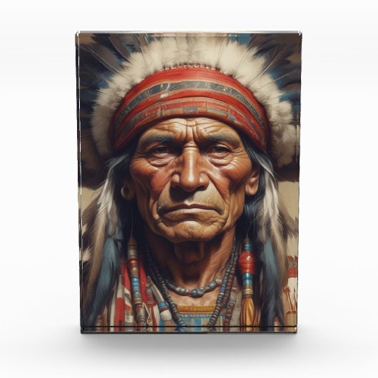 Geronimo Indischer Chefkrieger Portrait Fotoblock (Vorderseite)