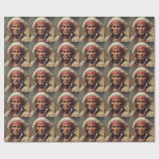 Geronimo Indischer Chefkrieger Portrait Geschenkpapier (Flach)