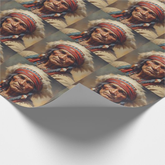 Geronimo Indischer Chefkrieger Portrait Geschenkpapier (Ecke)