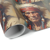 Geronimo Indischer Chefkrieger Portrait Geschenkpapier (Rolleneckpunkt)
