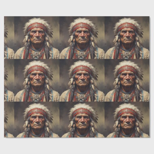 Geronimo Indischer Chefkrieger Portrait Geschenkpapier (Flach)